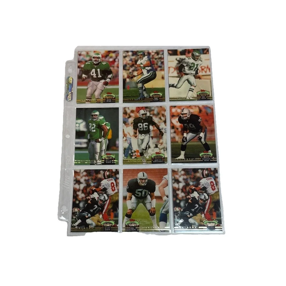 Vintage 1992 Topps Stadium Club NFL Player Cards 11 Sleeve Pages Lot 99 Cards